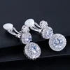 CWWZircons Clip on Ear Round Drop Cubic Zirconia Non Pierced Earrings Fashion Wedding Jewelry Womens Accessories CZ427 2