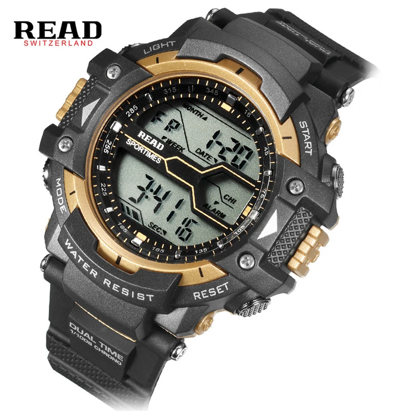

READ Men Military Watch 30m Waterproof Wristwatch Quartz Clock Sport Watch Male relogios masculino 90010 Sport Shock Watch Men