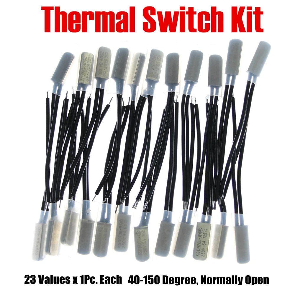 

PHISCALE Metal Thermal Protector Kit 23Values x 1Piece 40-150 Degree Normally Open KSD9700 5A 250V