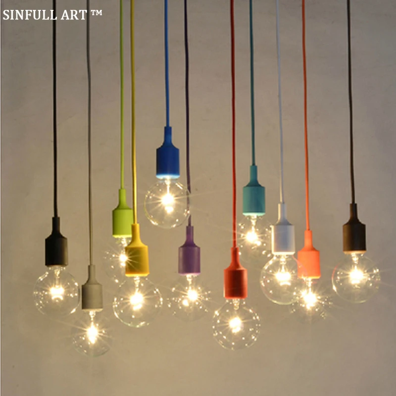 Sinfull современный красочный E27 силиконовые Открытый Подвесные Светильники DIY