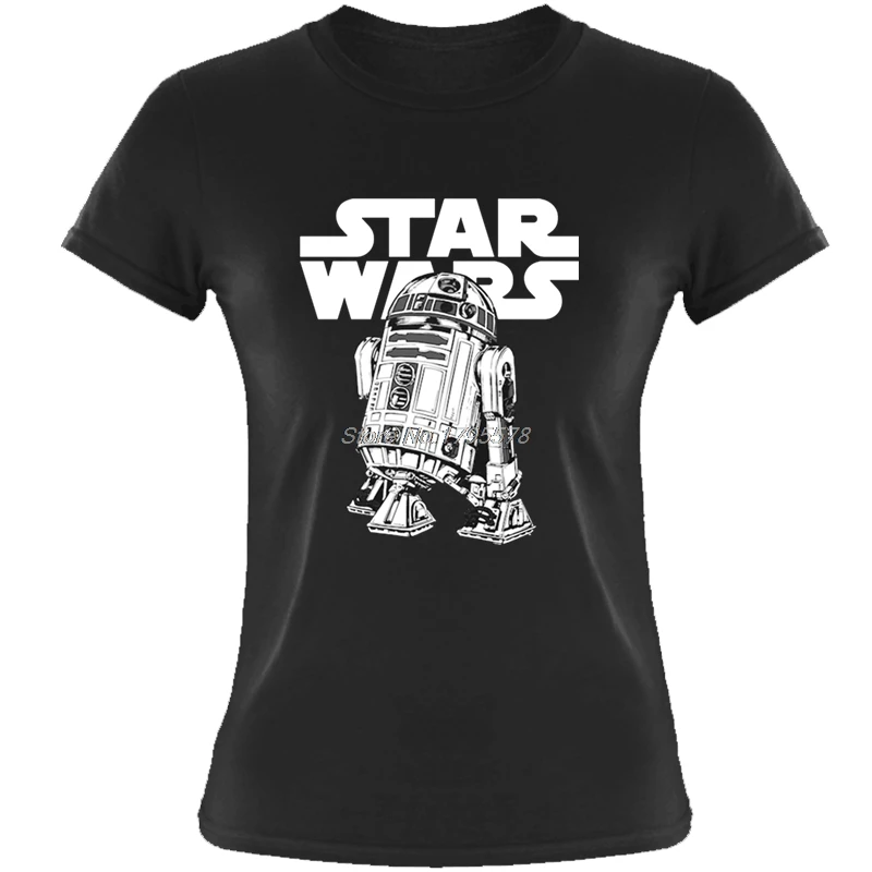 

Classic R2D2 T Shirt Star Wars Women Summer 100% Cotton Short Sleeve T-shirt Cool Tees Tops Harajuku Streetwear