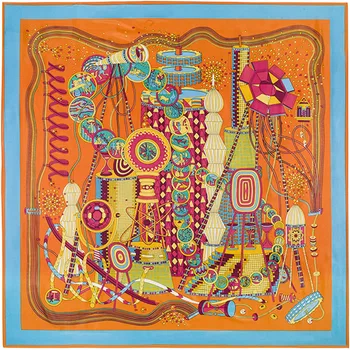 

130cm*130cm Luxury Brand Giant Scarf In 100% Silk Twill Print Silk Scarf For Women,Large Square Scarves Female Hijab Headband