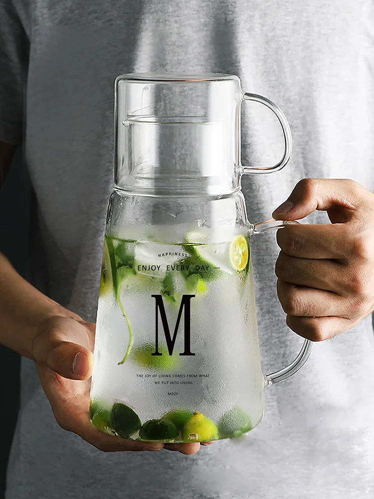 

Large Capacity Glass Kettle Juice Cold Kettle Can Be Heated Tea Kettle Cold Water Cup Set
