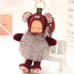 Кроличья шерсть мягкая игрушка Кнопка ключа плюшевый спальный ребенок висящий мешочек для украшений Подвеска детская кукла игрушка - Цвет: AI-B60-C