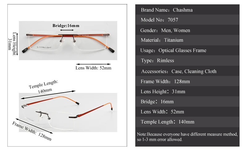 Chashma, дизайнерские очки, оптические, по рецепту, титановая оправа для мужчин, без оправы, светильник, для очков, шарнир, качественная оправа для очков, для мужчин