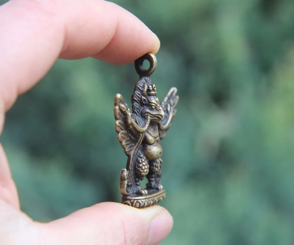 3.5 CM Pure Bronze Chinese Zodiac Animal Lucky Tiger Amulet Necklaces Pendant