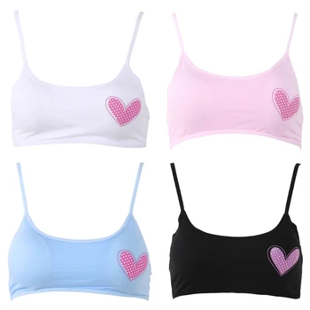 

2020 New Young Girls Loving Heart Training Bra Puberty Kids Cotton Underwear Top Clothes