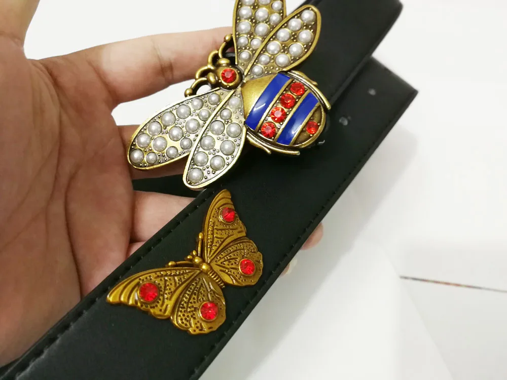 Популярная пчелиная пряжка для ремня с бриллиантовым украшением осень-зима модный мужской женский милый пчелиный ремень кожаный ремень подарок