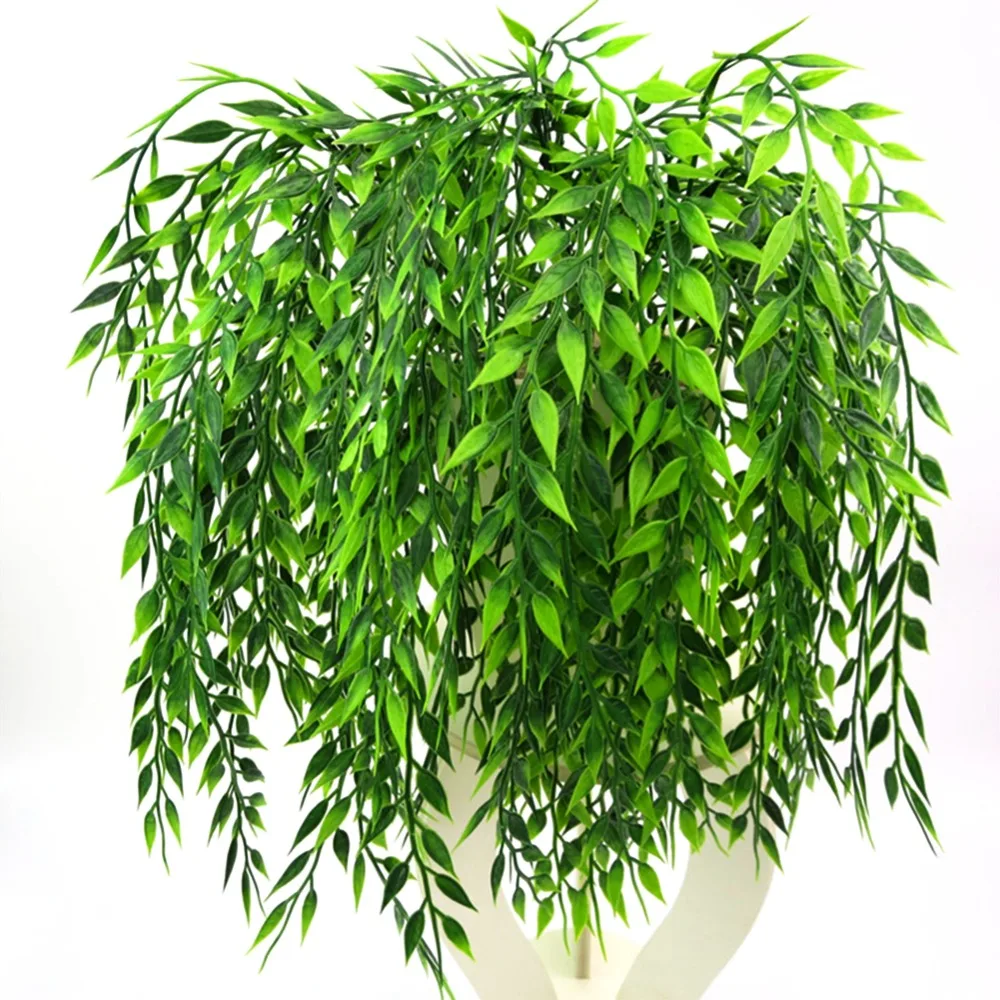 Искусственная ива ветви плетеные пластиковые поддельные плакущие ивы зеленые растения ротанг, искусственные цветы на стену потолочные украшения