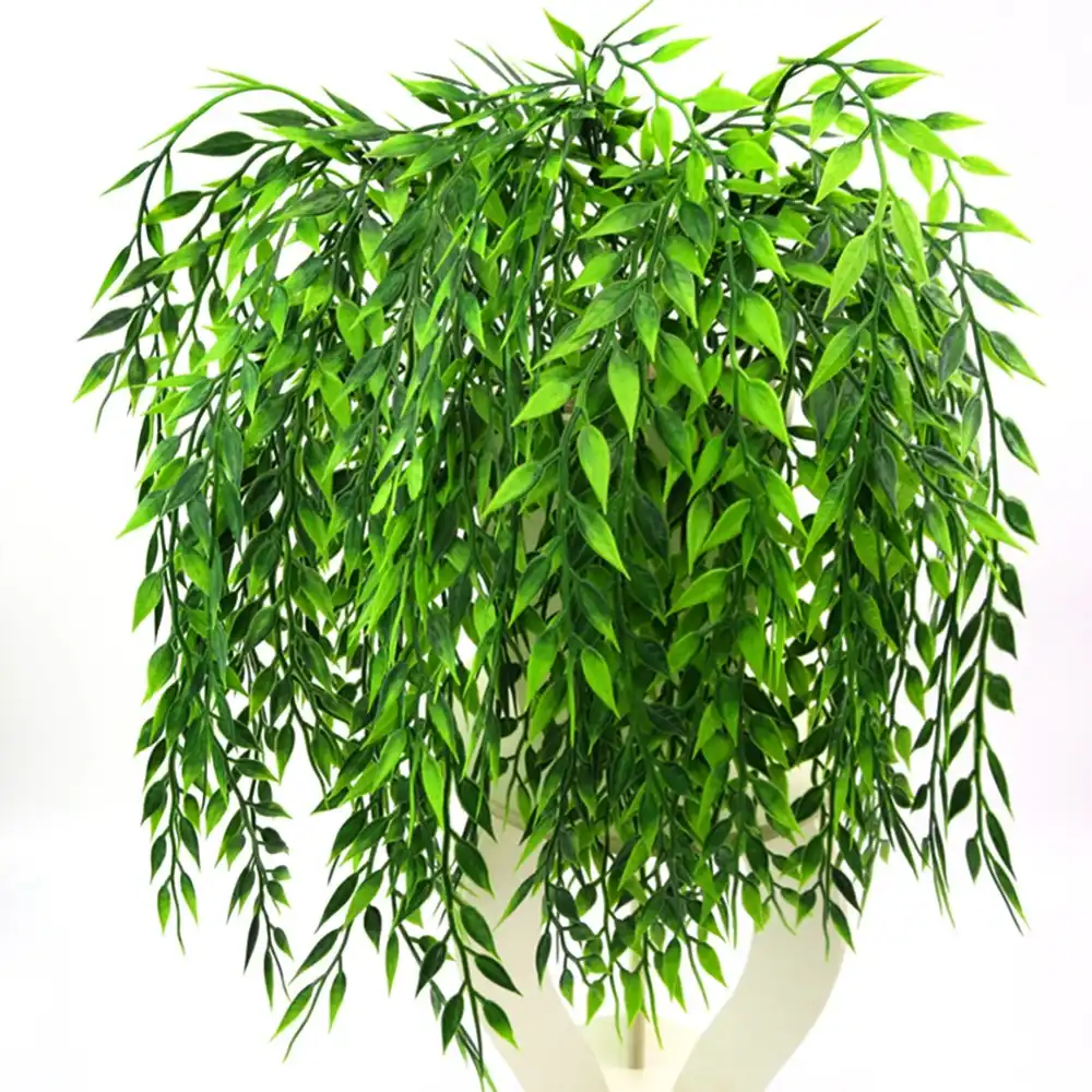 Artificial Willow Branches Wicker Plastic Fake Weeping Willow Green Plants Rattan Fake Flowers Wall Hanging Ceiling Decoration