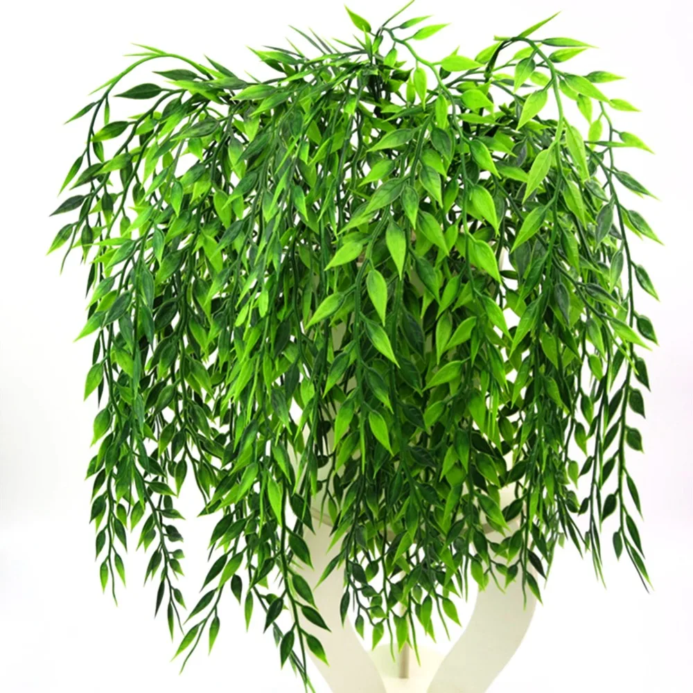 

Artificial Willow Branches Wicker Plastic Fake Weeping Willow Green Plants Rattan Fake Flowers Wall Hanging Ceiling Decoration