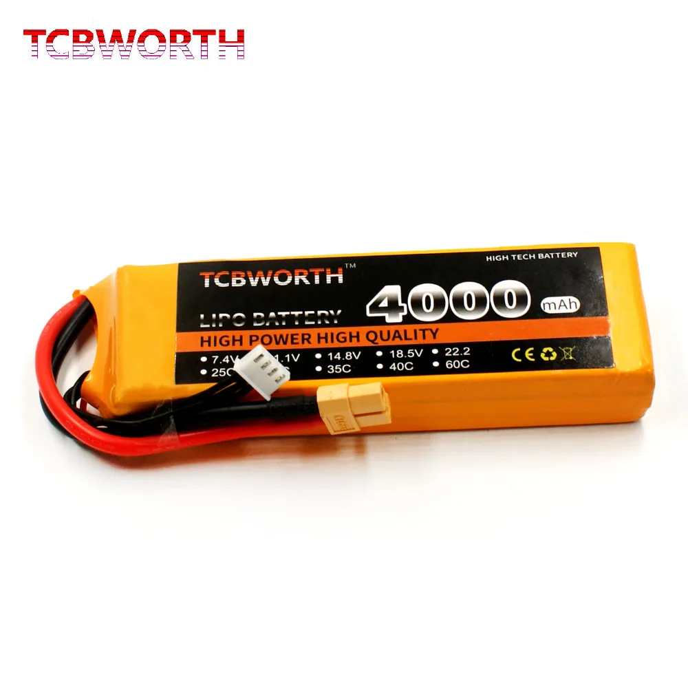 

TCBWORTH RC Drone LiPo battery 3S 11.1V 4000mAh 30C For RC Helicopter Quadrotor Airplane Car boat Truck RC batteria 11.1V AKKU