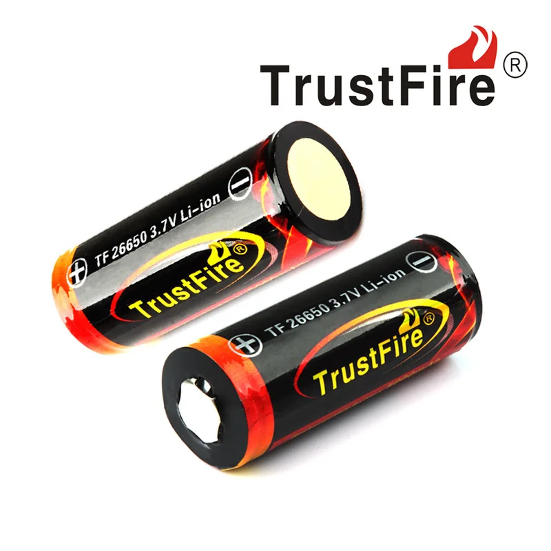 4 шт./лот настоящий Trustfire 26650 защищенный 5000mAh 3,7 V литий-ионный аккумулятор