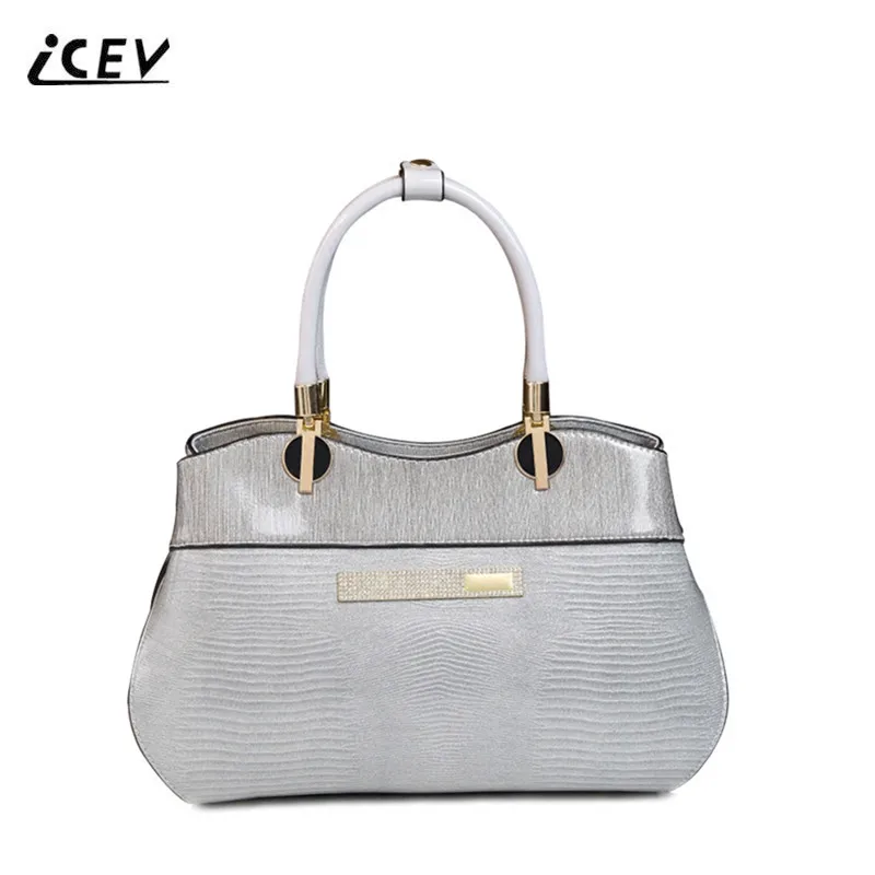 

ICEV European Fashion Luxury Handbags Women Bags Designer High Quality Patent Leather Handbags Serpentine Women Leather Handbags