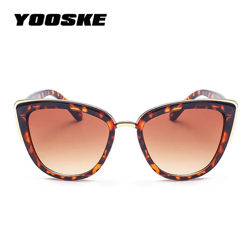 YOOSKE женские солнцезащитные очки кошачий глаз, женские роскошные брендовые дизайнерские солнцезащитные очки больших размеров, винтажные градиентные оттенки, женские UV400