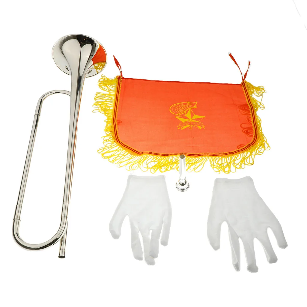 Tooyful Finest Brass B Tone Bugle Trumpet with Silver Plated 7C Mouthpiece Set for Students School Band Kids Musical Toy