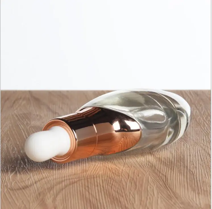 30 мл прозрачный стеклянный флакон с серебряной/Золотой капельницей для эфирного масла сыворотки отбеливающий уход за кожей косметическая упаковка