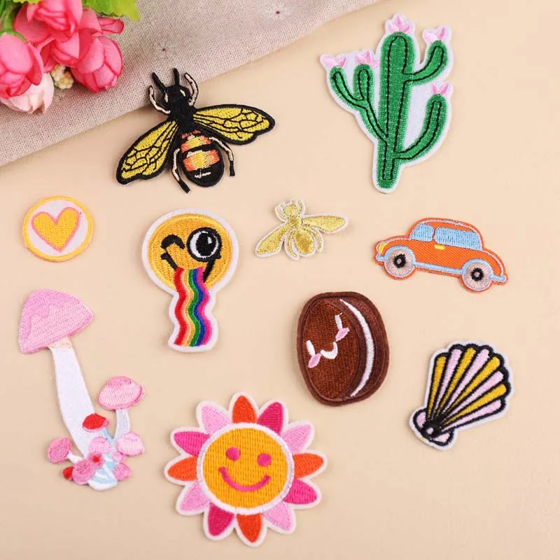 Cloth stickers computer embroidery chapter boutique DIY mushroom cactus biscuit clothes decoration patch stickers