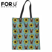 FORUDESIGNS/немецкая овчарка с милым рисунком подсолнуха парусиновые сумки для покупок для женщин многоразовая эко-сумка женская сумка на плечо