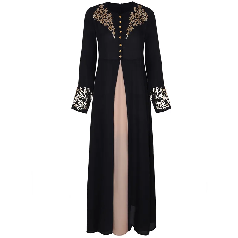 

3 Colours Elegant Muslim Costumes Traditional Islamic Clothing Turkish Arabic Eid Mubarak Abaya Gown Women Dress Free Shipping