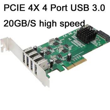 

PCI-E USB3.0 Hub 4 Port Window XP Full Speed 5GB/S adapters card Vista For Desktop PCIE Expansion Card PCIE 4X 8X 16X To USB 3.0