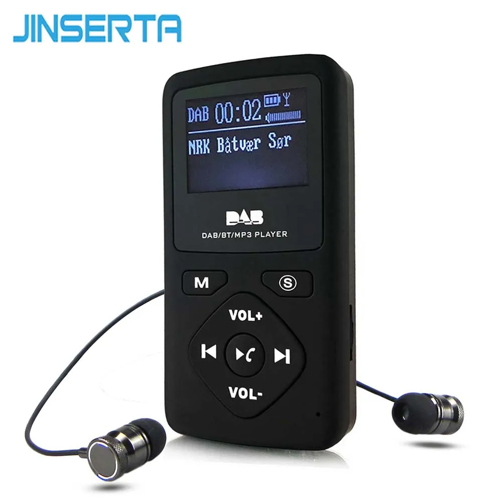 

JINSERTA Portable DAB/DAB+ Pocket Digital Radio Receiver Bluetooth MP3 Player Support TF Card Play with Earphone