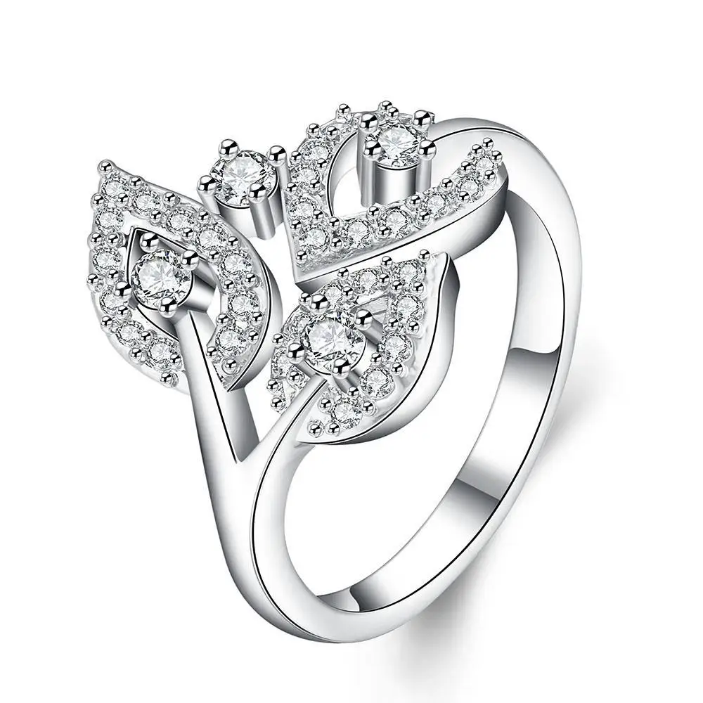 R402-B-8 High Quality Nickle Free Antiallergic New Fashion Jewelry White Plated zircon Ring