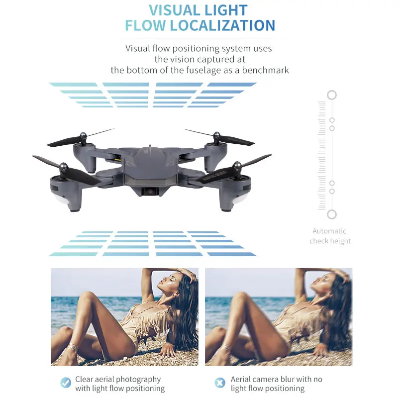  Visuo XS816 Mini Foldable Drone with Dual Camera 4K WiFi FPV 50 Times Zoom Optical Flow RC Quadcopt