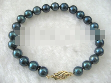 

Hot sell ->@@ > 00929 round peacock blue sea water akoya pearl bracelet -Top quality free shipping