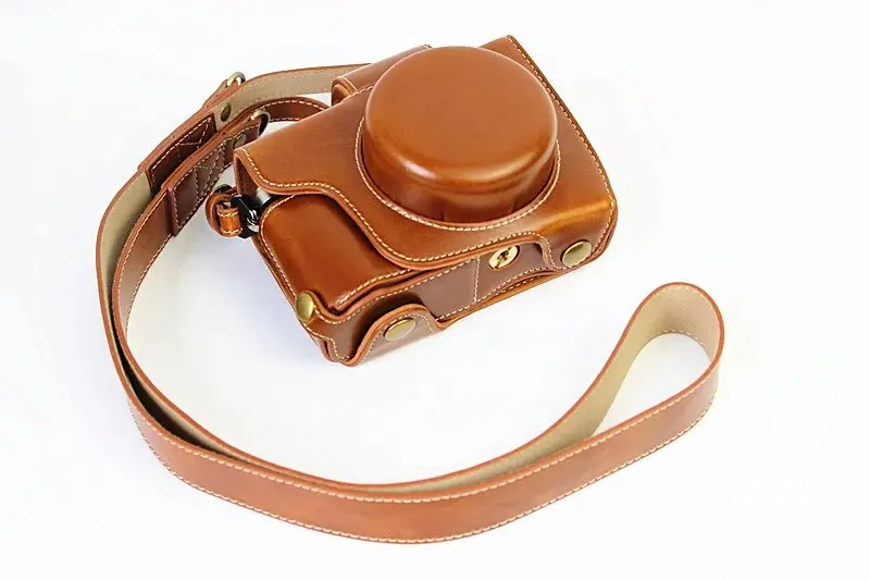 Роскошный кожаный чехол-сумка для Olympus OM-D OMD EM10 II EM10 Mark II(Объектив 14-42 мм) с аккумулятором - Цвет: Brown