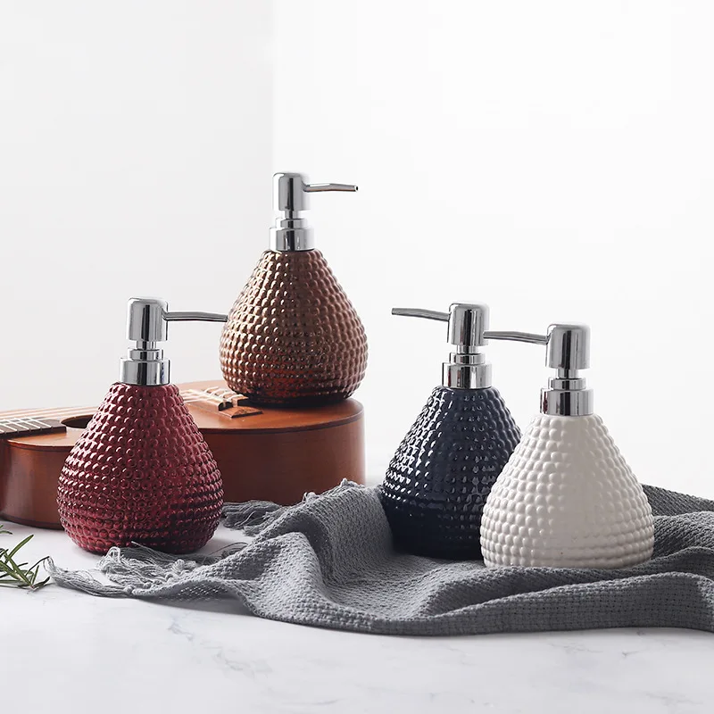 

Nordic Ceramics Geometry Pressing Type Storage Bottle Home Storage Organizer Bathroom Decoratioon Accessories For Lotion Shampoo