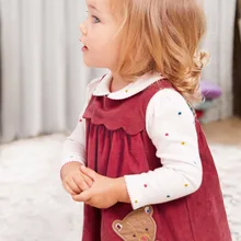 Little maven kids brand autumn new children's red dress baby girls clothes Cotton bear applique girl sleeveless dresses Q0058 Little maven kids brand autumn new children's red dress baby girls clothes Cotton bear applique girl sleeveless dresses Q0058