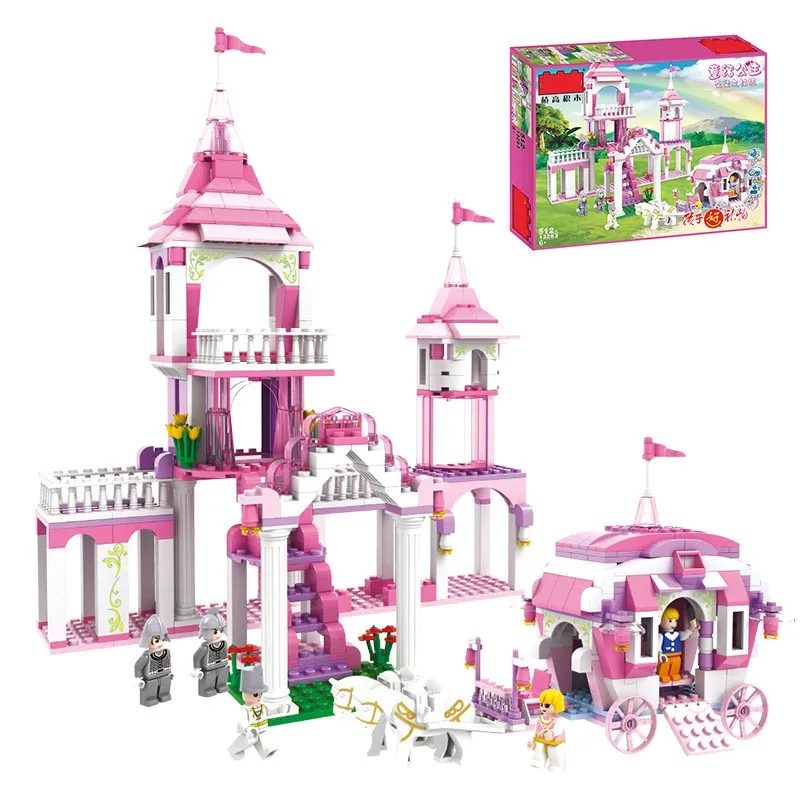 

New Children's Fun 512pcs Legoings Cinderella Into The Palace Model Building Blocks Kit Toys Girl Birthday Gifts