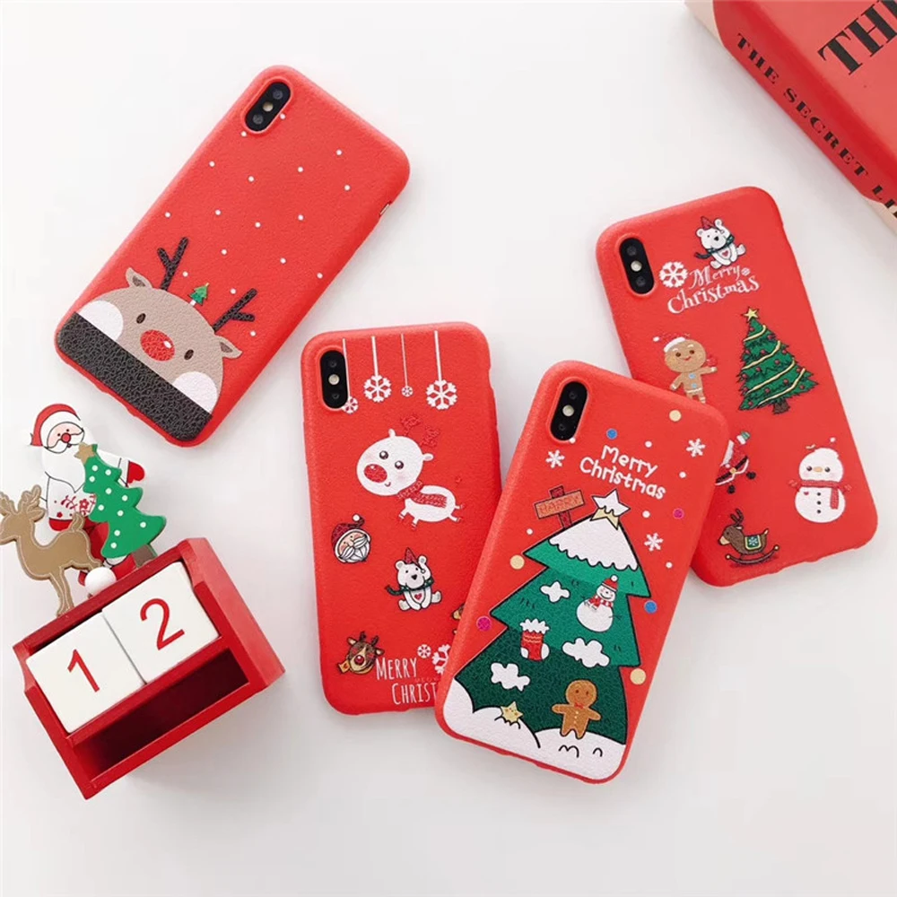 

Christmas Phone Cases For iPhone Xs Max XR X Ultra Thin TPU Soft Snowman Santa Claus Cartoon Case For iPhone 7 8 Plus 6 6s DI86