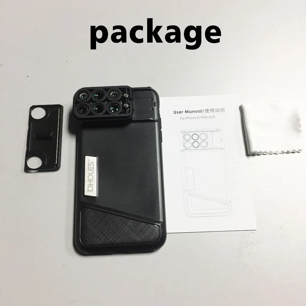 Новый для iPhone X двойной объектив камеры 6 в 1 Рыбий глаз широкоугольный
