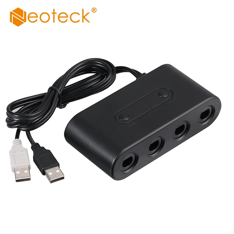 

Neoteck GameCube Controller Adapter With 4 Pcs Extension Cable For Wii U, PC USB and Switch Support 4 Ports GameCube Controller