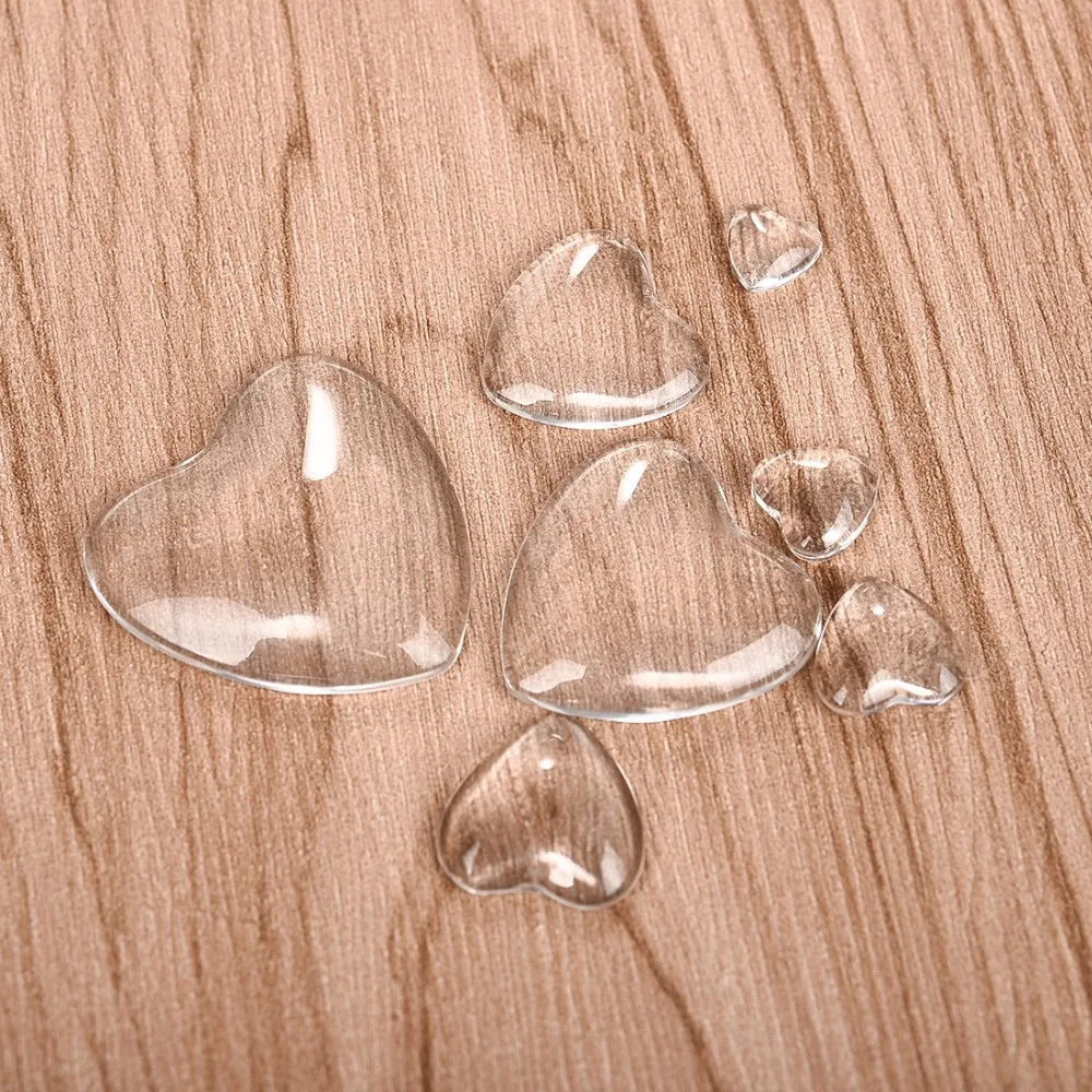 Round Oval Square Heart Teardrop Clear Cabochons Flat Back Transparent Glass for DIY Jewelry Making Handmade Pendant Findings (4)