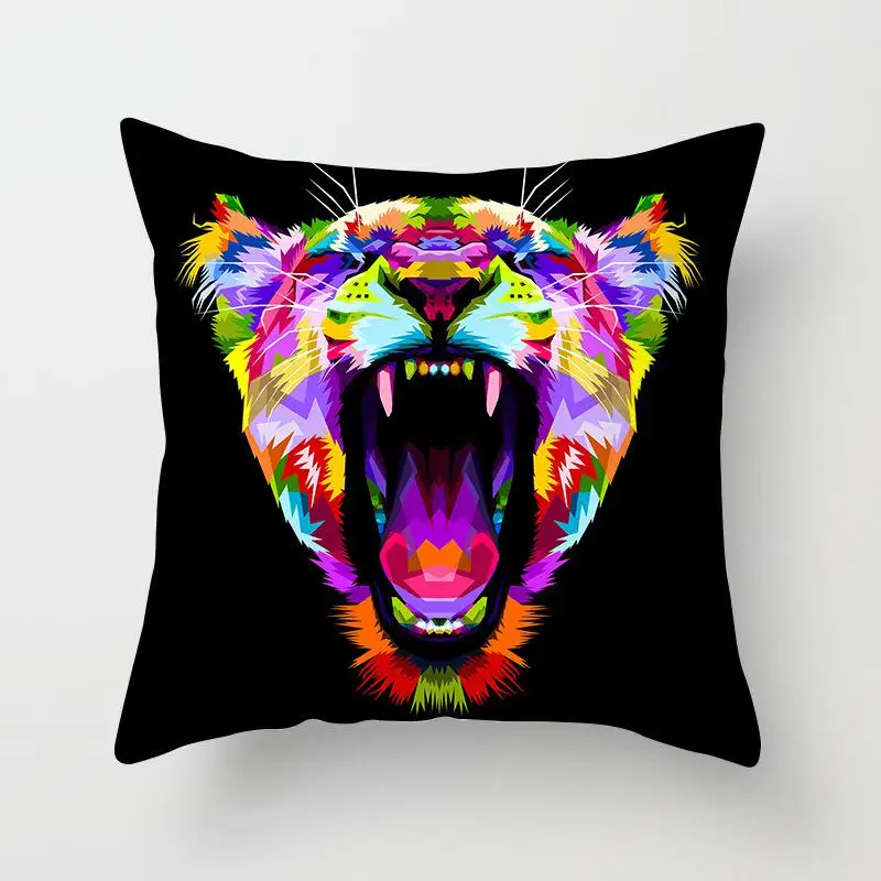 45x45 см Красочный чехол для подушки с изображением животных Симпатичный кот собака жираф зебра лев наволочка полиэстер чехол для подушки домашний декор - Цвет: 3