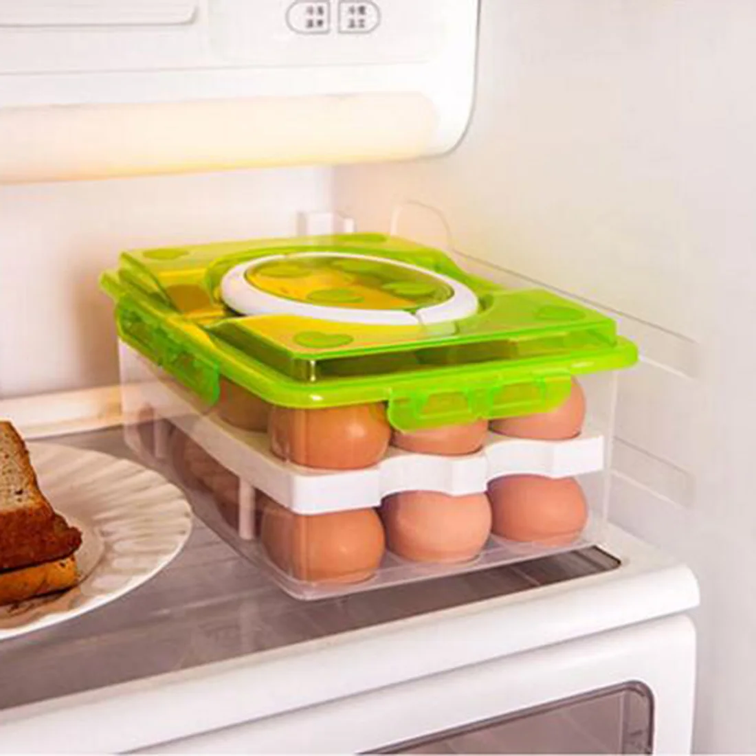 24 Grids Convenient Egg Food Storage Box Kitchen Refrigerator Anti-Collision Tray Container Accessories Supplies Cases