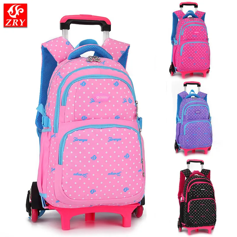 

kids removable schoolbags for teenager orthopedic travel bookbags children trolley wheels backpack girls trolley satchel mochila