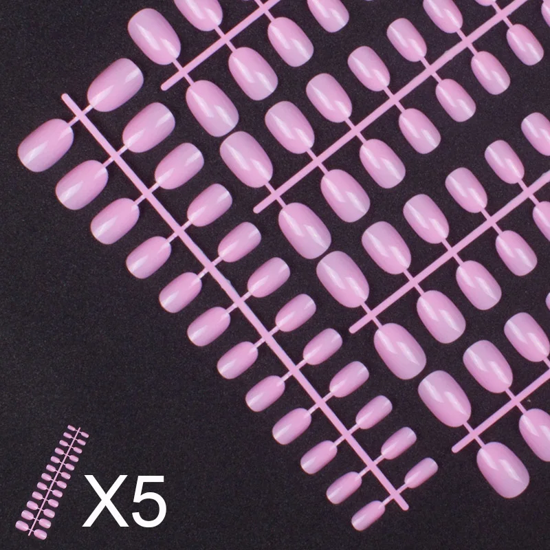 

5 Sets Of 24 Pieces Per Unit Round Colored False Nails Full Cover 10 Size Fake Nails For DIY Press-On Fake Nail Tips Short Nails