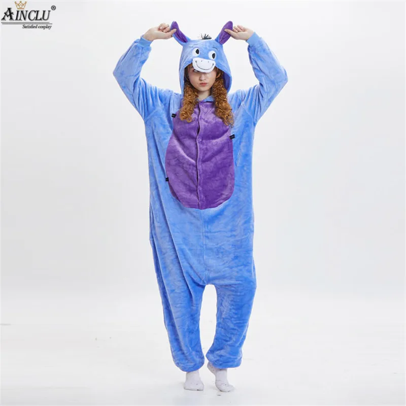 Ainclu Eeyore Пижама с ослом цельная Пижама костюмы животных костюмы для взрослых фланелевые Мультяшные животные Новые комбинезоны костюм пижамы