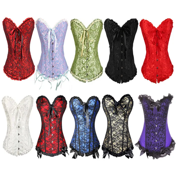 BIG SALE Satin Bone Lace Up Steampunk Corset Sexy Bustier Women Corselet Corset Bustier Corset Overbust Slim Corset Straples