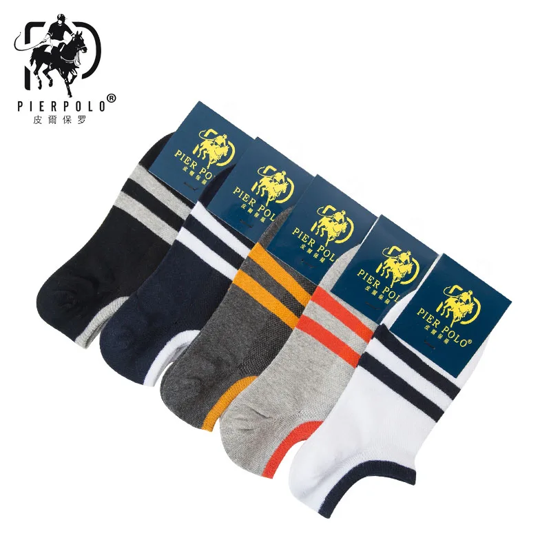 Мужские хлопковые носки PIERPOLO летние короткие в полоску meias 2019|men's socks short|striped mensmen