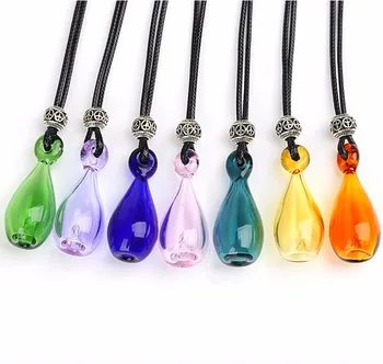 

7X Diffuser Perfume Refillable Coloured handmade Essential Oil Bottle Pendant Necklace drop pendant necklace