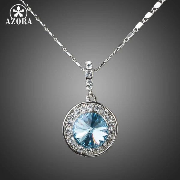 Ожерелье с австрийским хрусталем AZORA белое золото голубое Stellux TN0069|necklace a|pendant