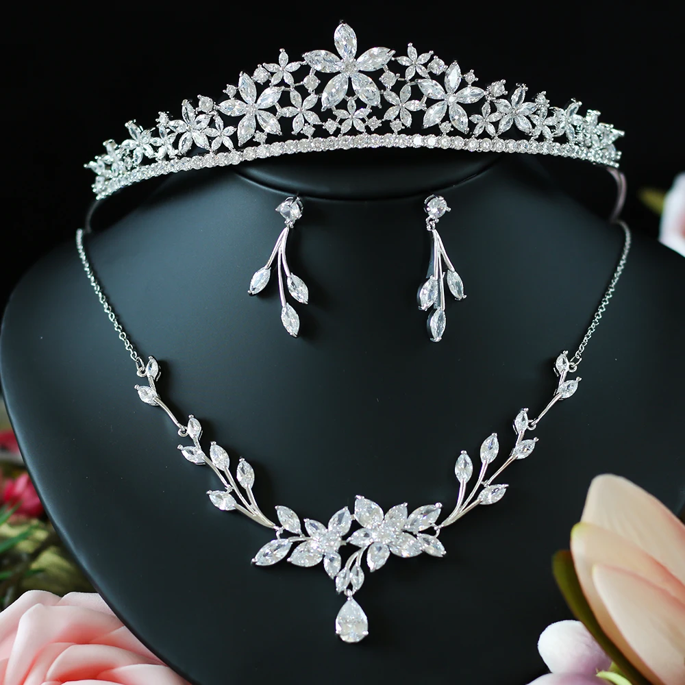 

ASNORA Silver fashion AAA cubic zircon wedding jewelry set, earrings/necklaces, promotion, Nickel free, Factory price