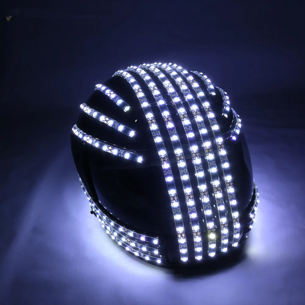 

LED Helmets Fashion Luminous Flashing Marquee Glowing Helmet Waterfall Flow LED Robot Helmet Suits Accessories