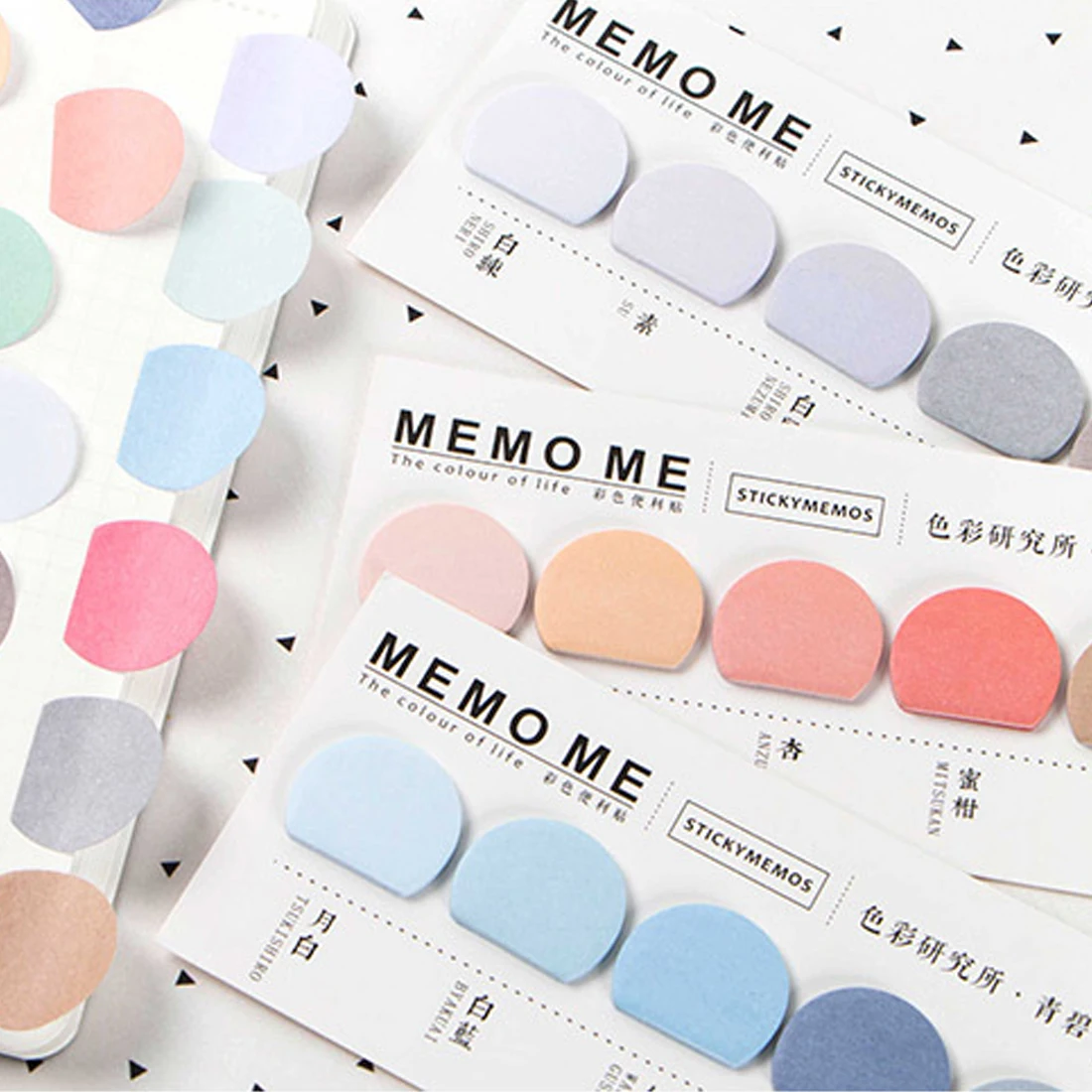 

Repeatable Paste Multi Color Round Memo Note Sticker Pad Page Flags Bookmark Reusable Note Sticker Office Supplies