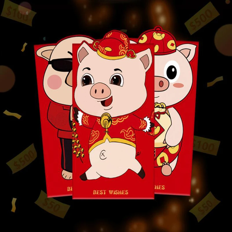 Oneoney 18 шт./3 комплекта красный конверт поросенок Зодиак китайский год Hongbao Быстрая деньги подарок День рождения Свадьба сюрприз